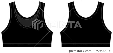 Bra Top Sports Bra Women's Sportswear / Vector Template Illustration (Black) 75956693