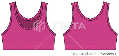 Bra Top Sports Bra Women's Sportswear / Vector Template Illustration (Pink) 75956694