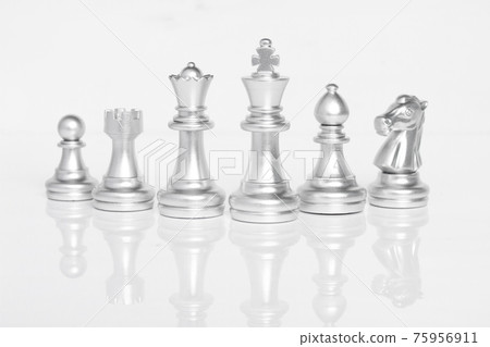 Set of chess pieces, chessboard game isolated on white background. 75956911
