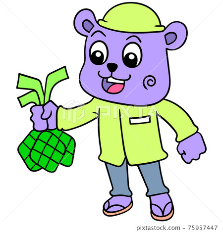 The bear brings diamond food to celebrate Eid. doodle icon image kawaii 75957447