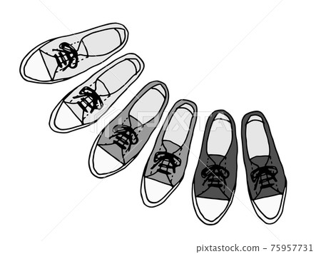 Hand-painted sneaker illustration set monotone 75957731
