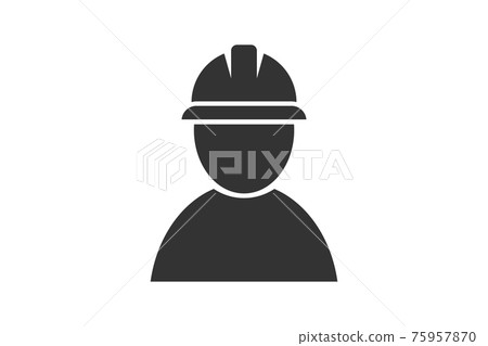 Worker in a helmet. Simple icon set. Flat style element for graphic design. Vector EPS10 75957870