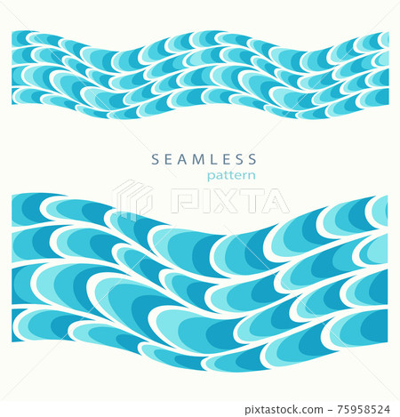 Stylized blue waves and drops on a light background. 75958524