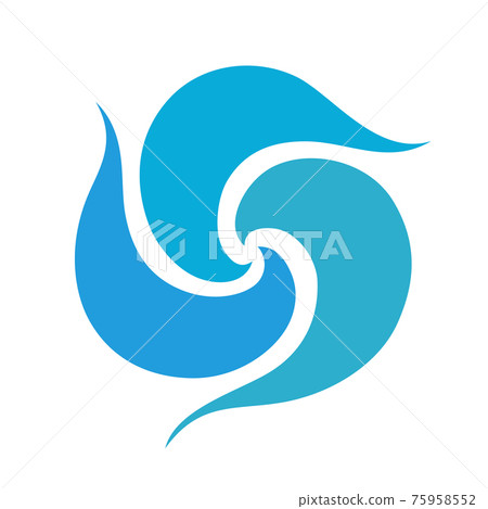 Stylized blue waves and drops on a light background.  75958552