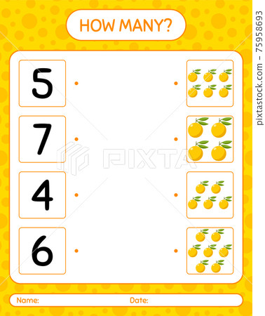 How many counting game with yuzu. worksheet for preschool kids, kids activity sheet, printable worksheet How many counting game with yuzu. worksheet for preschool kids, kids activity sheet, printable worksheet 75958693