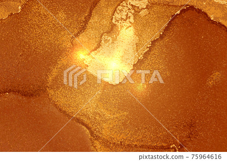 Bright orange and gold marble pattern with sparkles Bright orange and gold marble pattern with sparkles 75964616