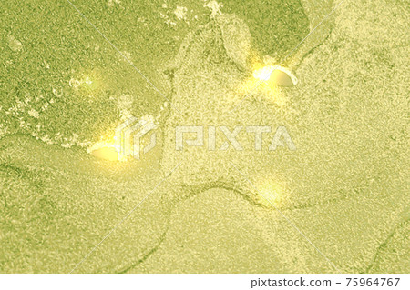 Light green and gold abstract background. Alcohol ink marble texture 75964767