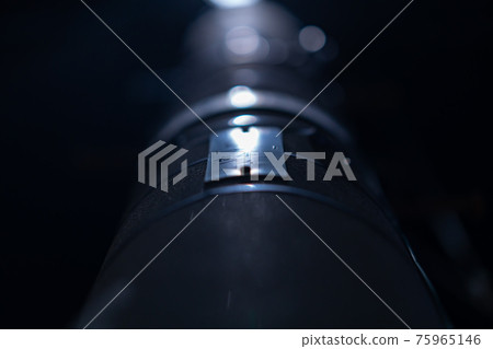 Utility pole electric wire construction afternoon midnight dark looking up electric transformer construction communication cable cable 75965146