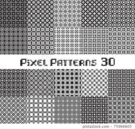 Abstract seamless pattern in pixel style. Set... - Stock Illustration ...