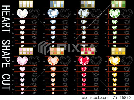 Set of gem material-heart shape cut-by size 75966830