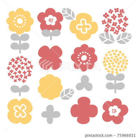 Scandinavian fashionable flower decoration illustration set Scandinavian fashionable flower decoration illustration set 75966831