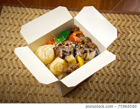 take-out food - Beef slice and potato. take-out food - Beef slice and potato. 75968580