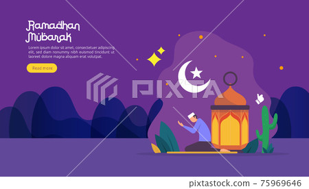 happy ramadan mubarak greeting concept with people character for web landing page template, banner, presentation, social, and print media. islamic eid fitr or adha flat design vector illustration. happy ramadan mubarak greeting concept with people character for web landing page template, banner, presentation, social, and print media. islamic eid fitr or adha flat design vector illustration. 75969646