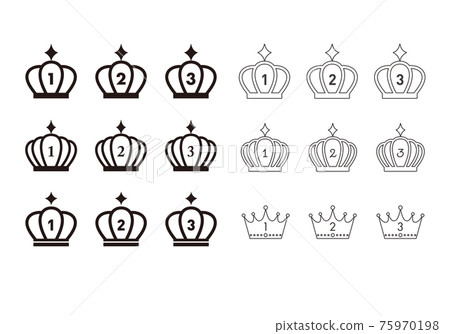 Ranking crown icon set monochrome - Stock Illustration [75970198] - PIXTA