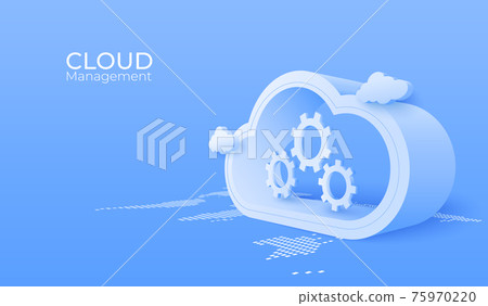 3d Cloud computing service management. Digital technology background. Vector art illustration 75970220