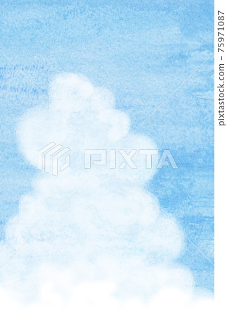 Blue sky cumulonimbus watercolor 75971087