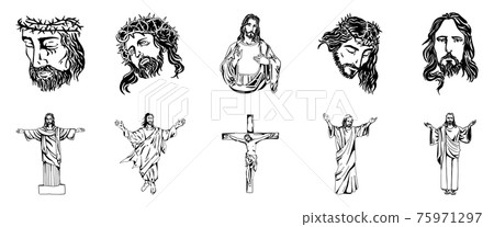 Vector illustration of Jesus Christ, God and bible-插圖素材 [75971297