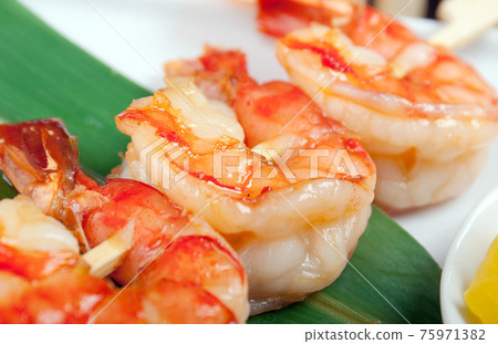 Japanese skewered royal prawn Japanese skewered royal prawn 75971382