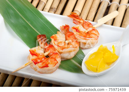 Japanese skewered royal prawn Japanese skewered royal prawn 75971439