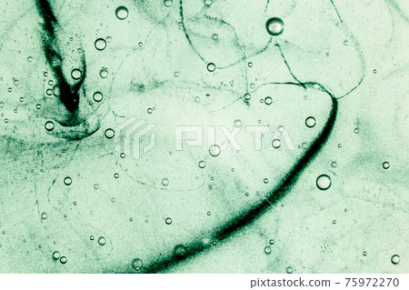 Liquid cream gel, green blue cosmetic texture with bubbles 75972270