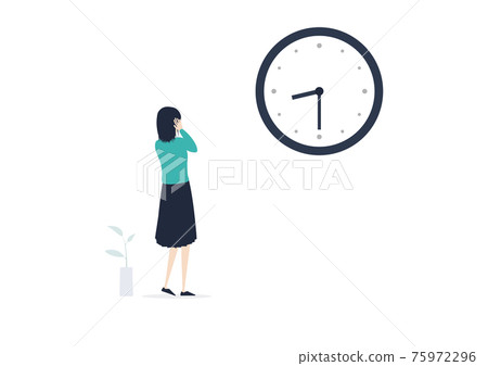 Illustration material of Japanese woman chased by time 75972296