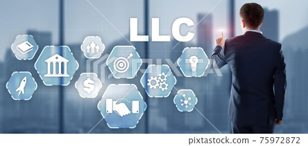 Limited Liability Company concept. Businessman touched LLC on virtual screen 75972872
