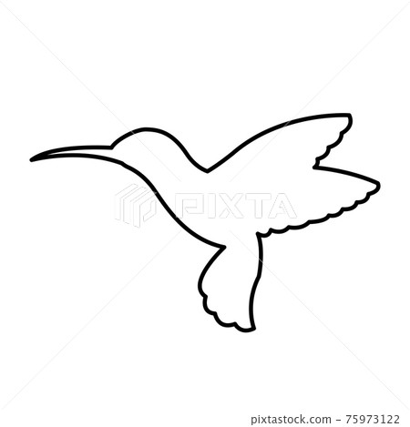 Blue silhouette of a flying caliber bird on a white background. Blue silhouette of a flying caliber bird on a white background. 75973122