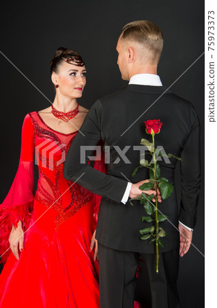 Couple of ballroom dancers in love. Sensual woman Couple of ballroom dancers in love. Sensual woman 75973373