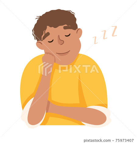 Young Man Slumbering or Drowsing with Hand Reclined Upon His Head Vector Illustration Young Man Slumbering or Drowsing with Hand Reclined Upon His Head Vector Illustration 75973407