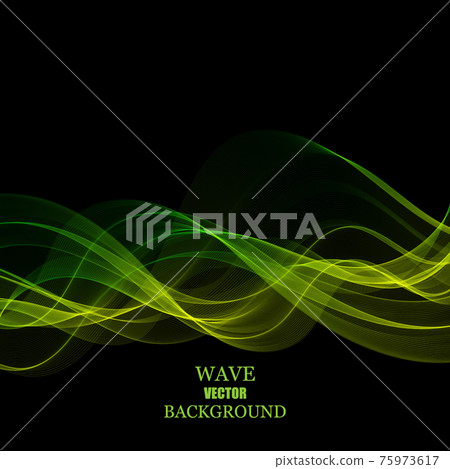 Abstract green dynamic wave line light energy... - Stock Illustration ...