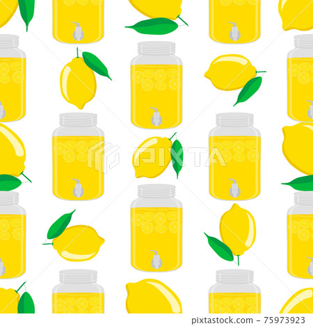 Illustration on theme big colored lemonade in lemon jug Illustration on theme big colored lemonade in lemon jug 75973923
