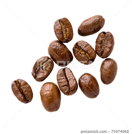Coffee beans. Roasted coffee beans isolated. Coffee beans. Roasted coffee beans isolated. 75974068