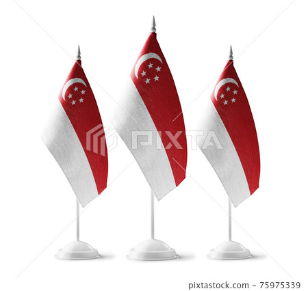 Small national flags of the Singapore on a white background 75975339