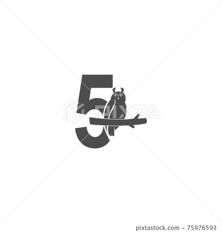 Number 5 logo icon with owl icon design vector Number 5 logo icon with owl icon design vector 75976593
