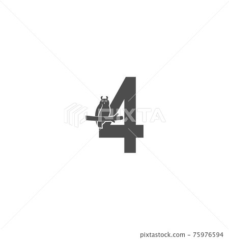Number 4 logo icon with owl icon design vector Number 4 logo icon with owl icon design vector 75976594