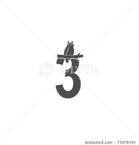 Number 3 logo icon with owl icon design vector Number 3 logo icon with owl icon design vector 75976595