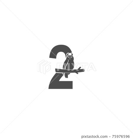 Number 2 logo icon with owl icon design vector Number 2 logo icon with owl icon design vector 75976596