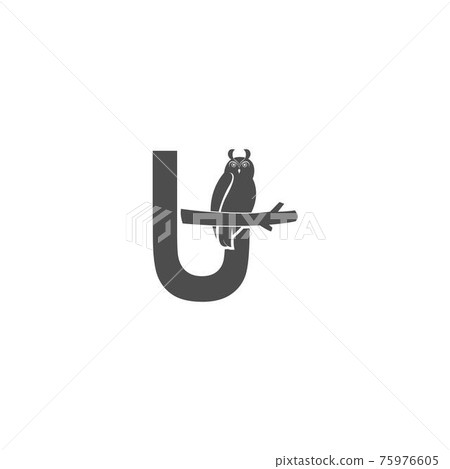 Letter U logo icon  with owl icon design vector 75976605
