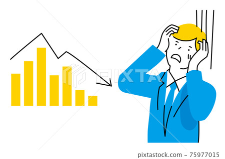 A man who is depressed in the graph with a downward slope 75977015