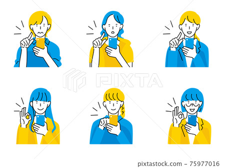 Female set that operates a smartphone, painted ver 75977016