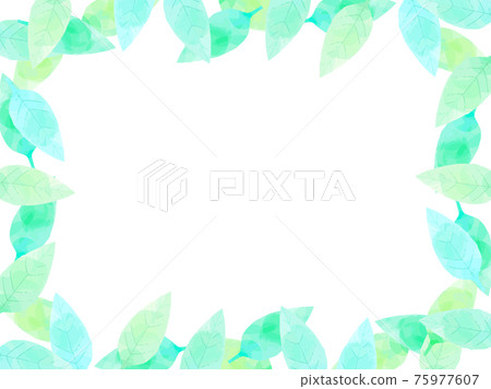 水彩葉插圖框架 75977607