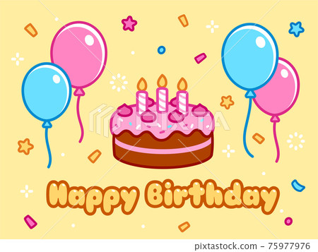 Cartoon Happy Birthday card - Stock Illustration [75977976] - PIXTA