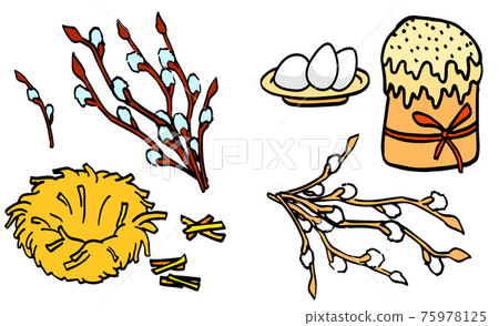 Cross bun and eggs on white isolated backdrop Cross bun and eggs on white isolated backdrop 75978125