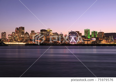 Montreal skyline at dusk reflected in St Lawrence River, Quebec, Canada Montreal skyline at dusk reflected in St Lawrence River, Quebec, Canada 75979576
