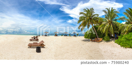 Wooden sunbed in the Maldives Wooden sunbed in the Maldives 75980240