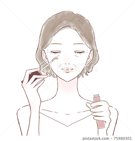 Middle-aged women who apply eyelash serum to their eyelashes to grow them 75980301
