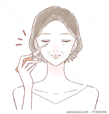 Middle-aged woman curling eyelashes with hot eyelash curler 75980306