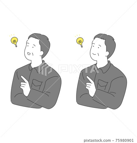 Illustration of a senior man in work clothes that inspires something Illustration of a senior man in work clothes that inspires something 75980901