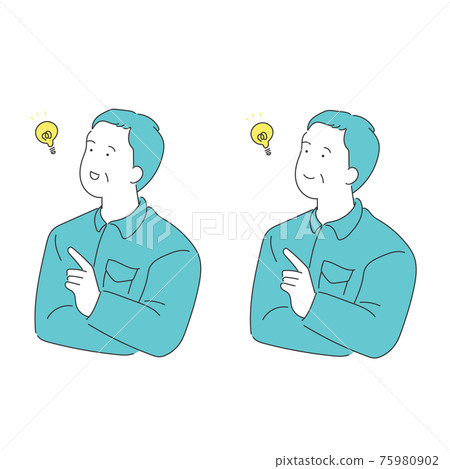 Illustration of a senior man in work clothes that inspires something Illustration of a senior man in work clothes that inspires something 75980902