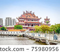 Longtan Lake or Longtan Tourist Pond is known for the Buddhist temple, Nantian Palace, in the center of the lake in Shanglin Village, Longtan District, Taoyuan City, Taiwan. 75980956